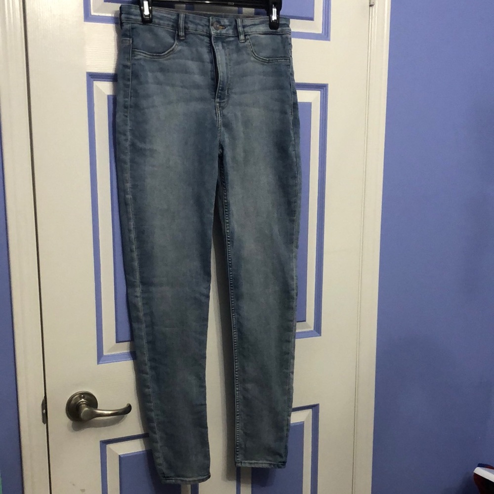 H&M Blue High-Rise Super Skinny Jeans